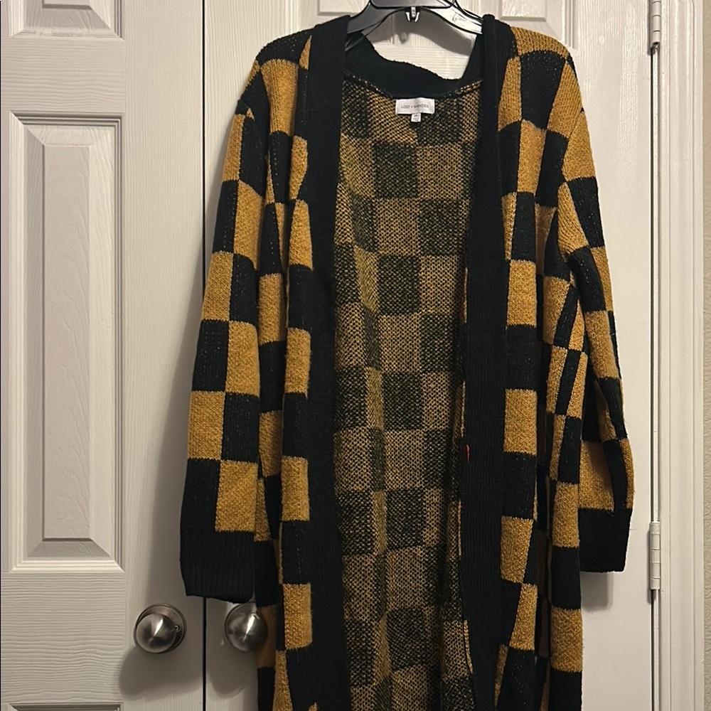 Checkered Black and Gold Women's Sweater